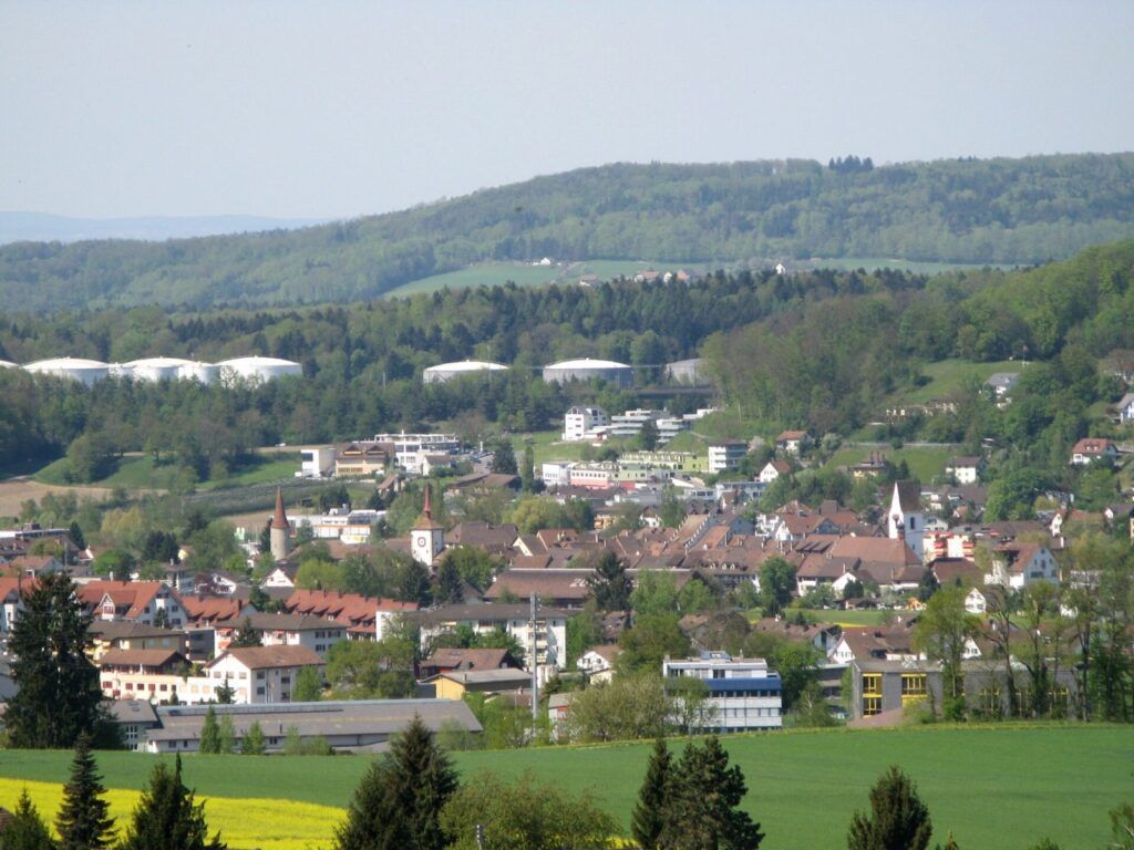 Ansicht des Städtchens Mellingen an der Reuss, Kanton Aargau